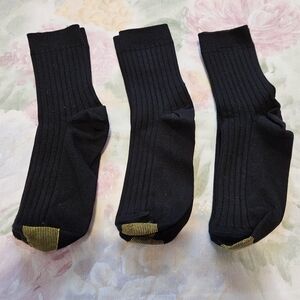 Womens Gold Toe Black Crew Socks with Gold Toe Accents New Without Tags